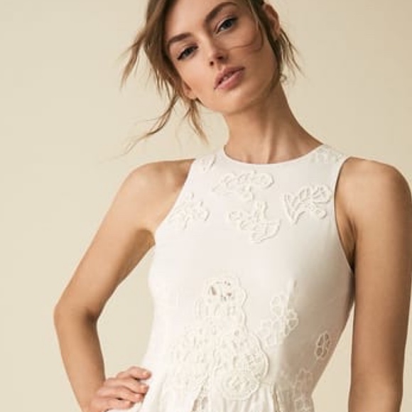 ✨NWT✨ REISS Rosina Broderie Fit And Flare Dress in White Sz US 2 (XS) - Picture 4 of 12